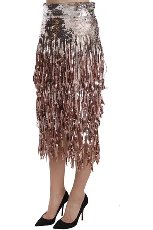 Dolce & Gabbana Met Pailletten Verfraaide Rok Met Franjes