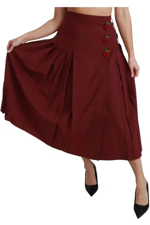 Dolce & Gabbana Prachtige Geplooide Maxiwollen Rok Met Hoge Taille