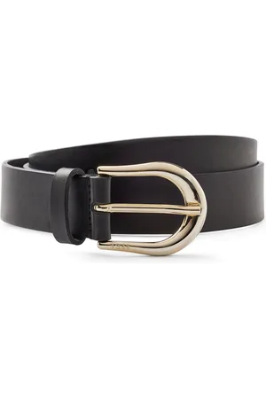 HUGO BOSS Accessoires Afgeronde Gesp Leren Riem in