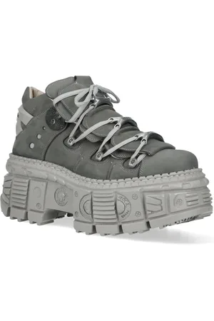 New Rock M-106WALL-C63 Grijze leren Urban Gothic enkellaarsjes