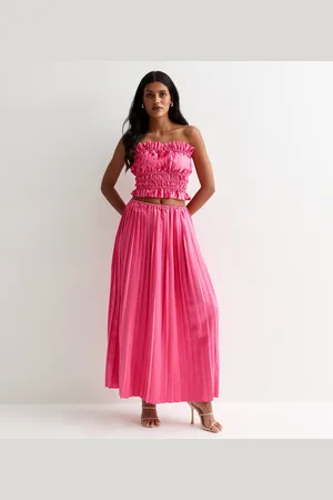 Gini London Roze geplooide maxirok
