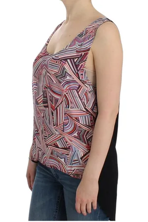 Costume National Kostuum National Womens Geometrisch Bedrukte Mouwloze Zijden Tanktop