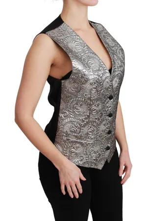 Dolce & Gabbana Metallic Mouwloze Brokaat Top
