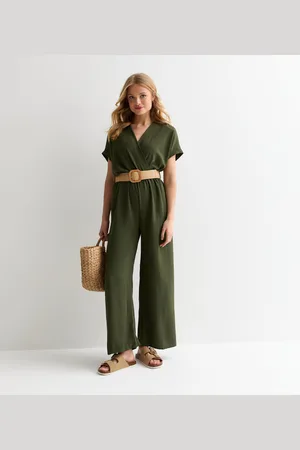 Gini London Khaki Korte Mouwen Elastische Taille Riem J