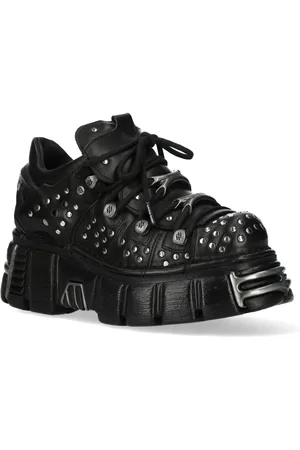 New Rock M-120NR-C1 Zwarte leren Gothic Platform enkellaarsjes
