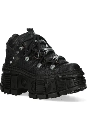New Rock M-106WALL-C65 Python Zwarte Leren Platform Enkellaarsjes