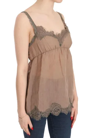 PINK MEMORIES Beige Kanten Tanktop Voor Dames