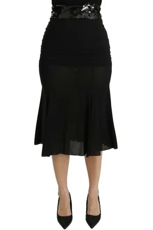 Dolce & Gabbana Nieuwe Midi Zijden Rok Met Hoge Taille