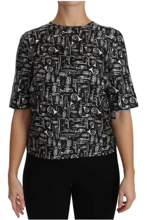 Dolce & Gabbana Zijden Blouse Met Muziekinstrumentenprint