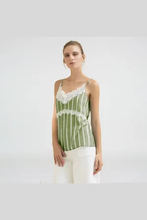 Smart & Joy Kanten splitsing gestreepte camisole top