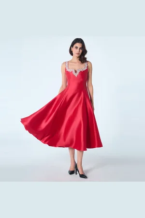 Smart & Joy Cocktailjurk met hartvormig decolleté en kralen