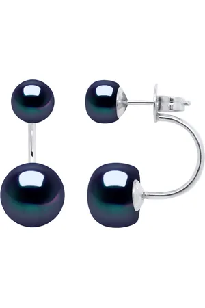 Diadema Oorbellen zoetwaterparels DUO Black 6 en 9 mm 925