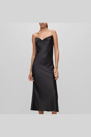 HUGO BOSS Dames Kapartu-1 Crystal Strap Midi Dress in