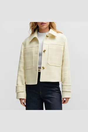 HUGO BOSS Dames Jas Jocelyn Relaxed-Fit in Ruit