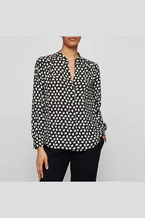 HUGO BOSS Vrouwen Banora17 Blouse in Zwart & Wit