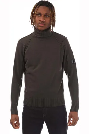 C.P. Company Herencollectie Lamswollen Sweater met Roll Neck in olijfkleur