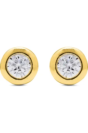 Luxenter Sterling zilveren 925 oorbellen met glanzende zirkonia afgewerkt in 18K geel goud - Zaja