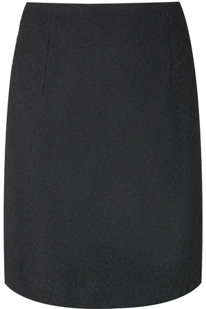 Conquista Black Boucle Wool Coat Fabric Mini Skirt