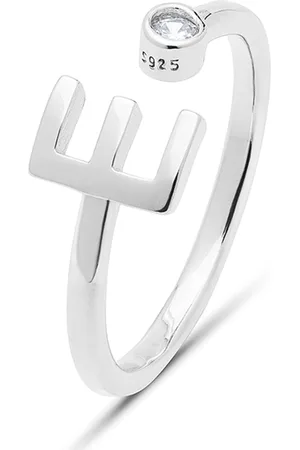 Luxenter 925 Sterling zilveren ring met gerhodineerde briljant zirkonia - Alfabet