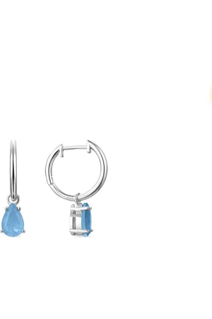 Luxenter 925 Sterling zilveren oorbellen met gerhodineerd aquamarijn doublet - Elha