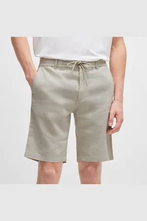 HUGO BOSS Heren Tapered-Fit Linnen Blend Chino Shorts in