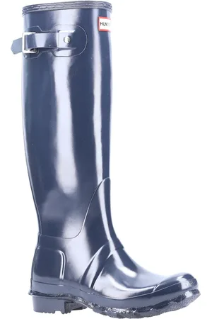 Hunter Original Tall Gloss Damesblauwe Rubberen Regenlaarzen