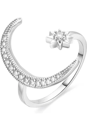 Luxenter Meral ring, met glanzende zirkonia, gerhodineerd