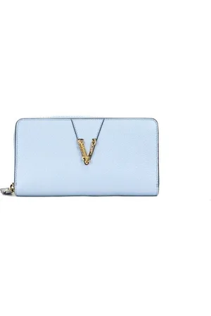 VERSACE Korrelig lederen gouden Monogram rits rond Clutch portemonnee