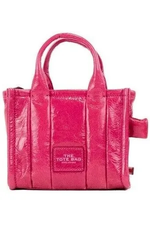 Marc Jacobs Glanzende Crinkle Micro Tote Magenta Lederen Crossbody Tas