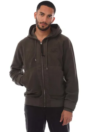 C.P. Company Heren- Hoodie met ritssluiting in olijfkleur