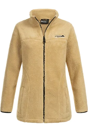 Arctic Dames Sherpa Fleecejas – Warme Outdoorjas met Rits Pale Khaki