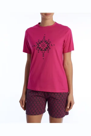 Kisses and Love Damen-Sommerpyjama aus 100 % Baumwolle KL40000 Kurzarm-T-Shirt und Shorts, Frühlings-Sommerpyjama