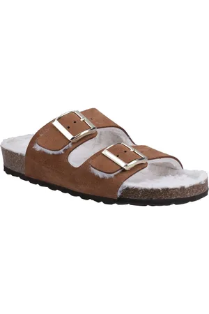 Hush Puppies Jessie Leren Vrouwen Slippers Tan