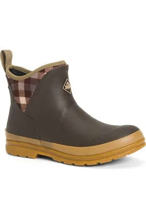 Muck Originals Ankle Rubberen Bruine/Geruite/Regenlaarzen Met Kauwgomzool
