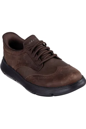 Skechers Garza Sully Leer Heren Cacao Veterschoenen