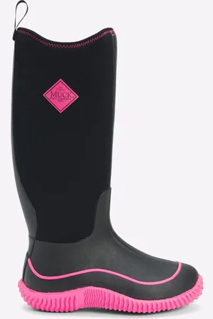 Muck Hale Rubberen Zwarte/Roze Regenlaarzen