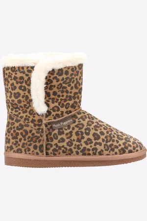 Hush Puppies Ashleigh Dames Pantoffels Met Luipaardprint Van Imitatiebont
