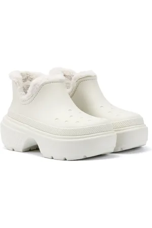 Crocs Stomp gevoerde korte dameslaars Off White