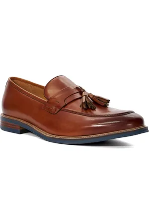 Dune Dune heren Simley - Leer contrast zool Tassel Loafers