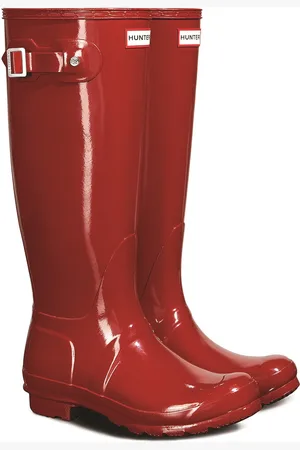 Hunter Original Tall Gloss Rubberen Rode Militaire Damesregenlaarzen
