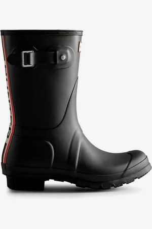 Hunter ORIGINAL SHORT TRI COLOUR LOGO BOOT Womens Wellies
