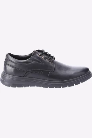 Hush Puppies Triton Zwarte Leren Veterschoenen Voor Heren