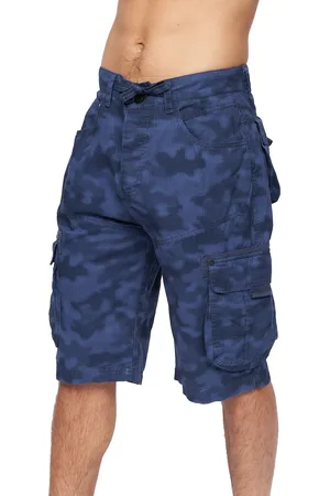 Crosshatch Heren Hanwhere Camo Cargo Shorts (Marine)