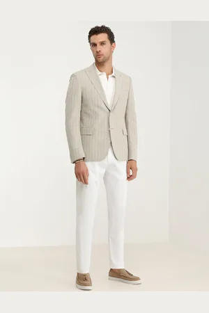 Kip Gestreept slim-fit jack van katoenmix