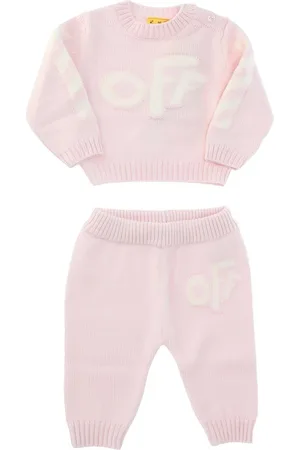 OFF-WHITE Gebreide meisjesset in roze-wit voor baby