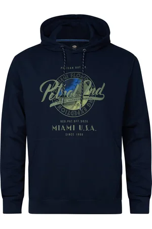 Petrol Industries Heren Plus Size Artwork Hoodie Biscayneside - Blauw