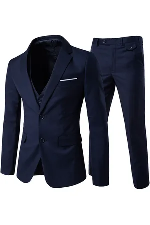 Allthemen Driedelig marineblauw pak met ingekeepte revers