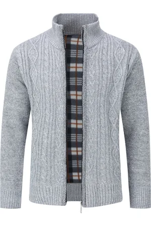 Allthemen Herenvest met ritssluiting Grof gebreid vest met opstaande kraag voor de winter
