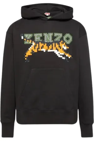 Kenzo Paris digitale tijgerontwerp zwarte hoodie