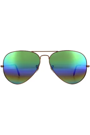 Ray-Ban Aviator blauwe lens gouden zonnebril